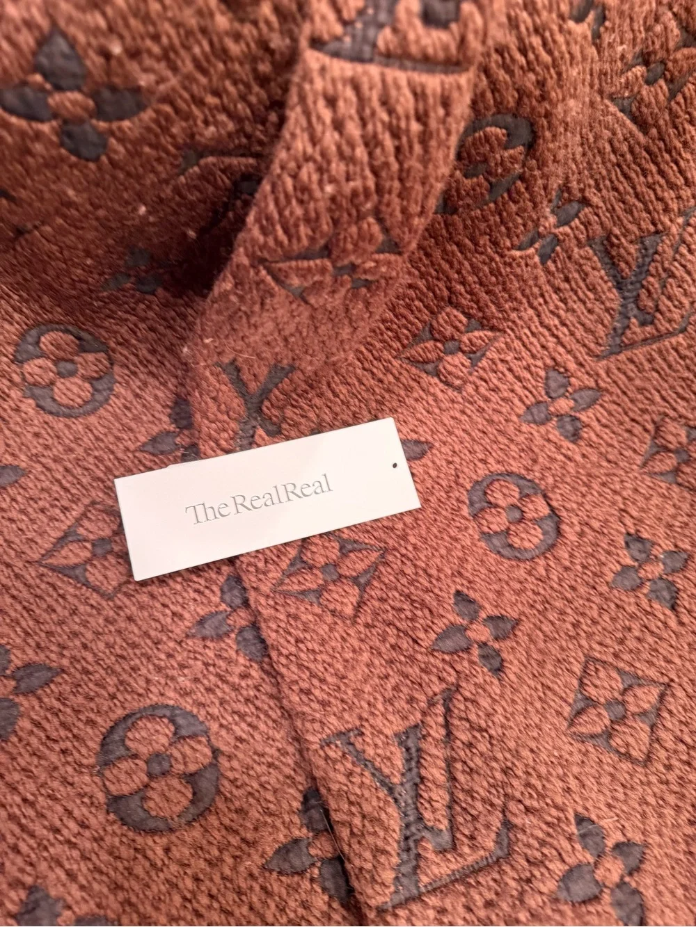 Louis Vuitton Brown Monogram unisex Wool-Blend Scarf w fringe